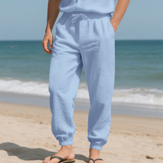 Herren Leichte Leinenoptik-Loungehose mit Tunnelzug, elastischem Knöchelabschluss & Seitentaschen Shop Nory