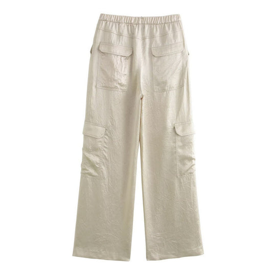 Damen Weite Cargo-Hose mit elastischem Bund und aufgesetzten Klappentaschen Shop Nory