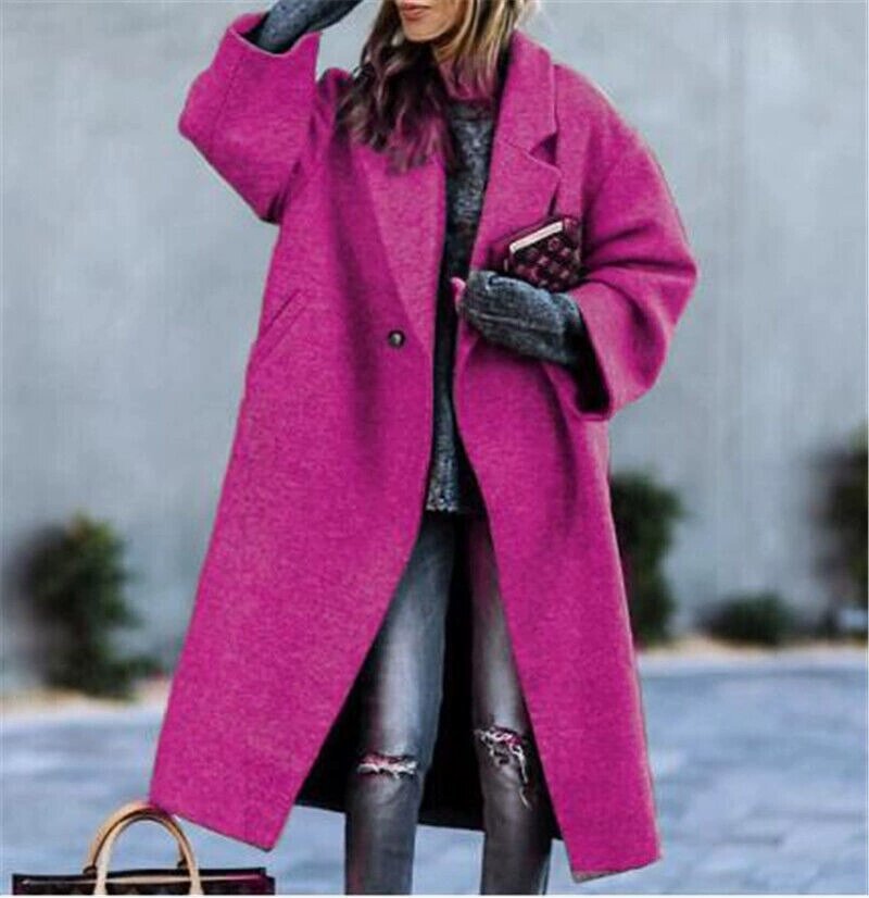 Damen Oversize Wollmantel mit fallender Schulter, offener Front und Eingrifftaschen Shop Nory