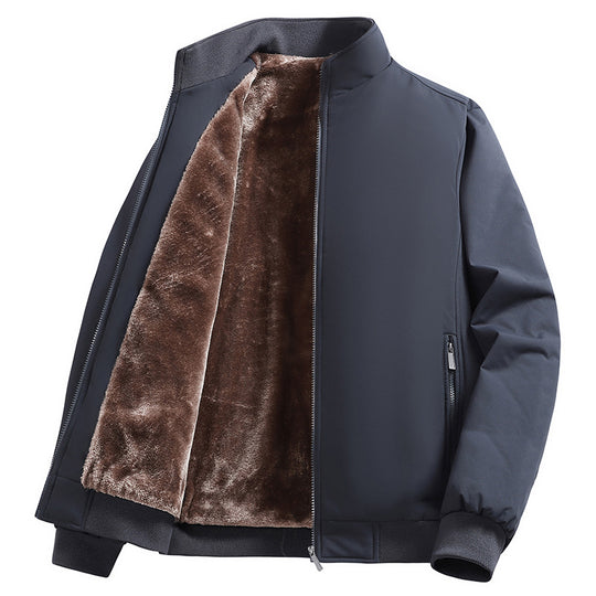 Herren Wattierte Bomberjacke mit Kunstfell-Innenfutter, Stehkragen und Reißverschluss Shop Nory