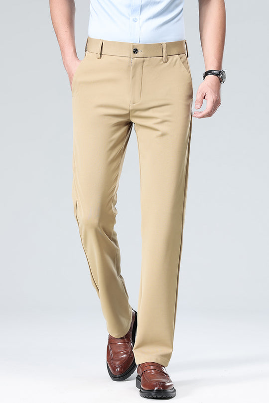 Herren Elegante gerade geschnittene Stretch-Businesshose mit Bügelfalte Shop Nory