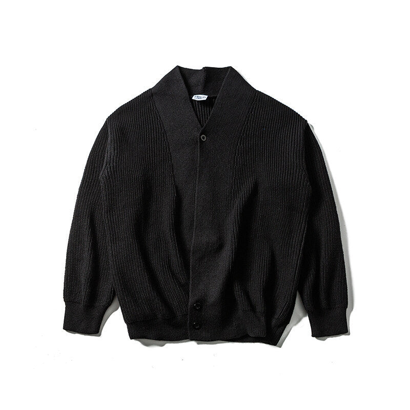 Unisex Oversize‑Strickcardigan mit Schalkragen, Strukturmix und Knopfleiste Shop Nory