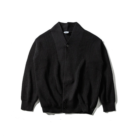 Unisex Oversize‑Strickcardigan mit Schalkragen, Strukturmix und Knopfleiste Shop Nory