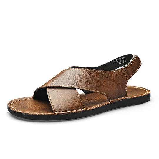 Herren Elegante und bequeme Leder-Sandalen mit verstellbarem Riemensystem