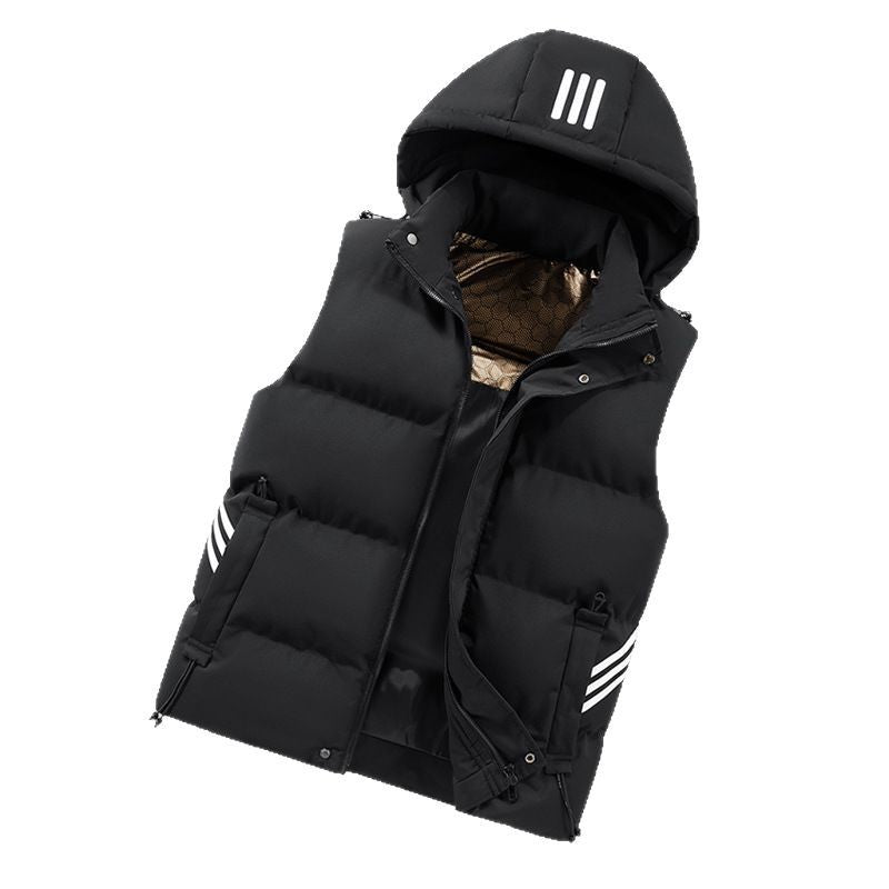 Herren Thermo-Steppweste mit abnehmbarer Kapuze, gesteppter Isolierung und reflektierenden Streifen Shop Nory
