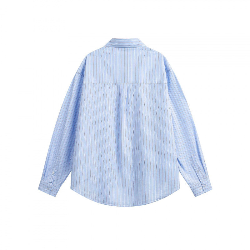 Unisex Oversize-Hemd mit Brusttasche und feinem Nadelstreifen Shop Nory