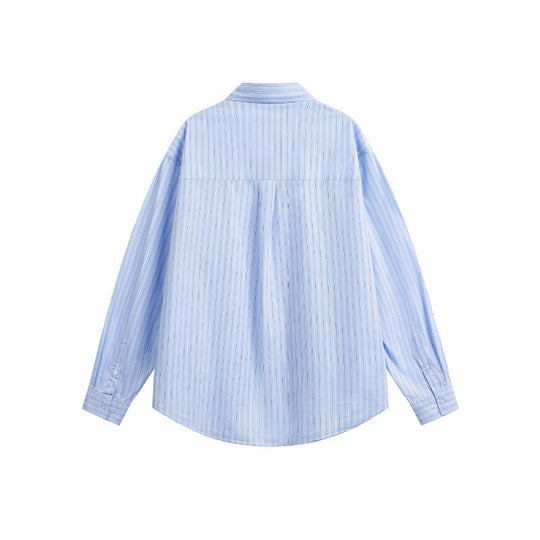 Unisex Oversize-Hemd mit Brusttasche und feinem Nadelstreifen Shop Nory