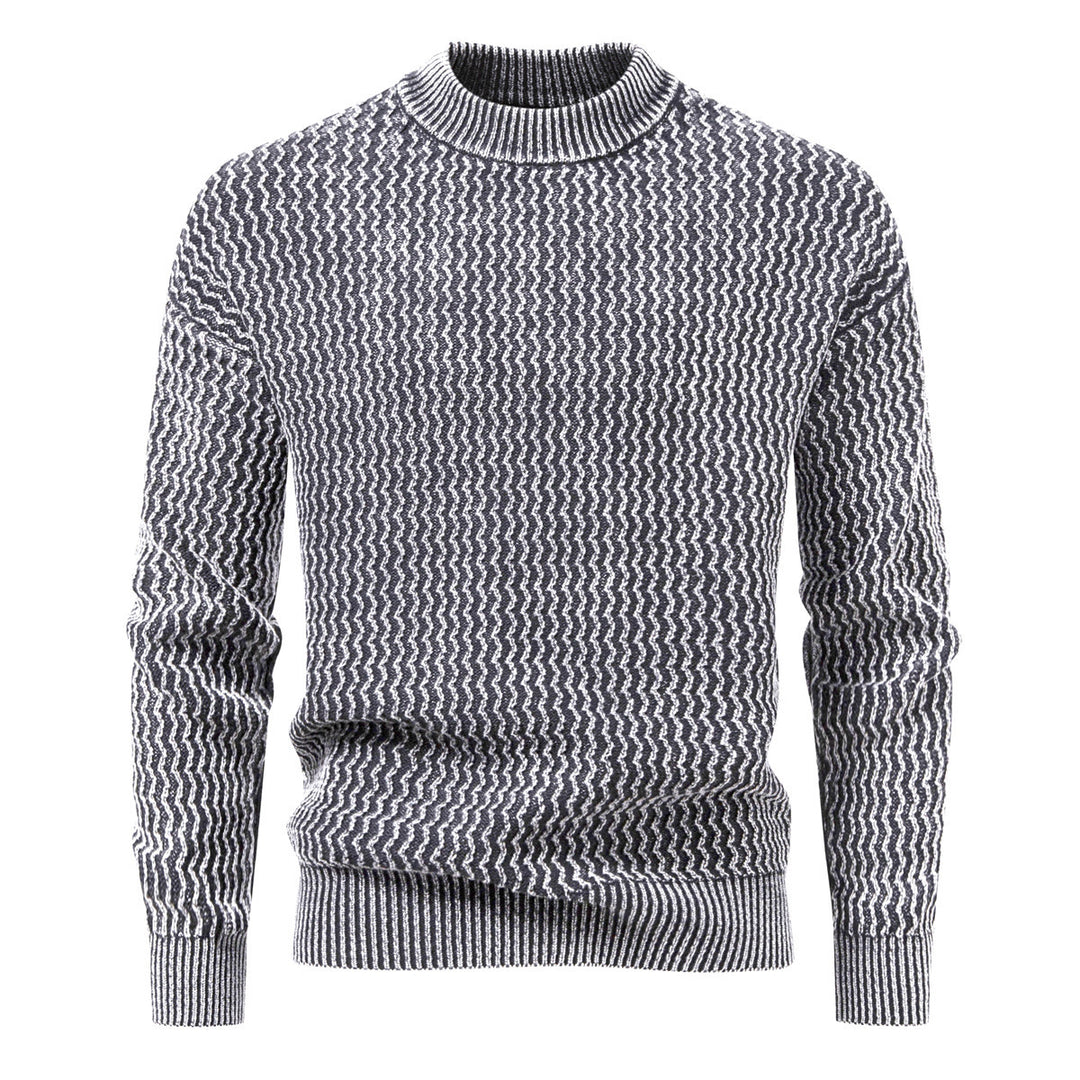 Herren Strukturierter Feinstrick-Pullover mit Stehkragen und Zickzackmuster Shop Nory