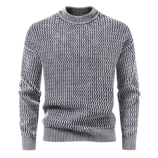 Herren Strukturierter Feinstrick-Pullover mit Stehkragen und Zickzackmuster Shop Nory