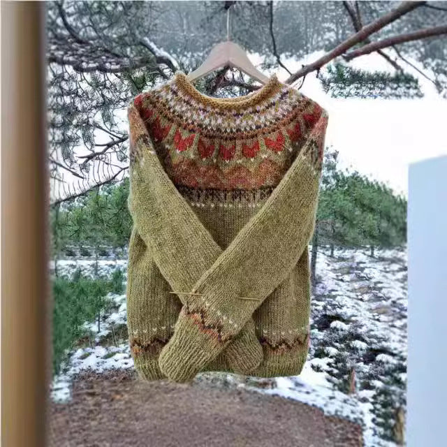 Damen nan Norwegerpullover aus Wollmix mit Rundhalsausschnitt und traditionellem Fair-Isle-Yoke Shop Nory