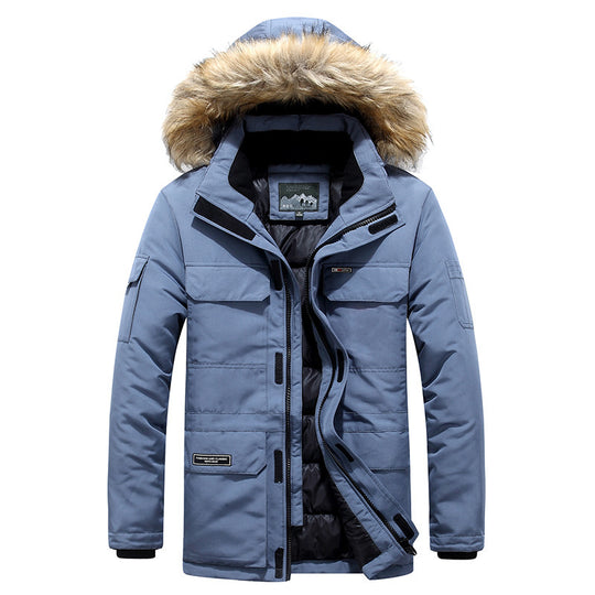 Herren Winterparka mit Kapuze, Kunstfellbesatz und multifunktionalen Außentaschen Shop Nory