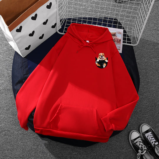Unisex nan Kapuzenpullover mit Bulldoggen-Taschenpatch, oversized Schnitt und angerauter Fleece-Innenseite Shop Nory