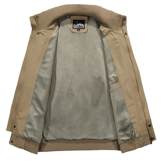 Herren robuste Canvas‑Field‑Bomberjacke mit Stehkragen, Schulterklappen und Mehrfach‑Taschen Shop Nory
