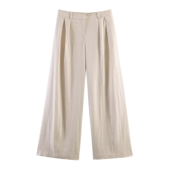 Damen Weite Leinenhose mit Bundfalten und weitem Palazzoschnitt Shop Nory