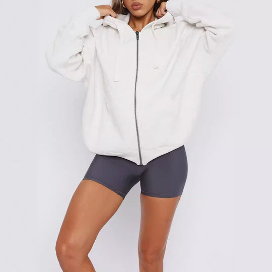 Damen Oversize Kapuzenjacke mit Reißverschluss und French-Terry-Futter Shop Nory