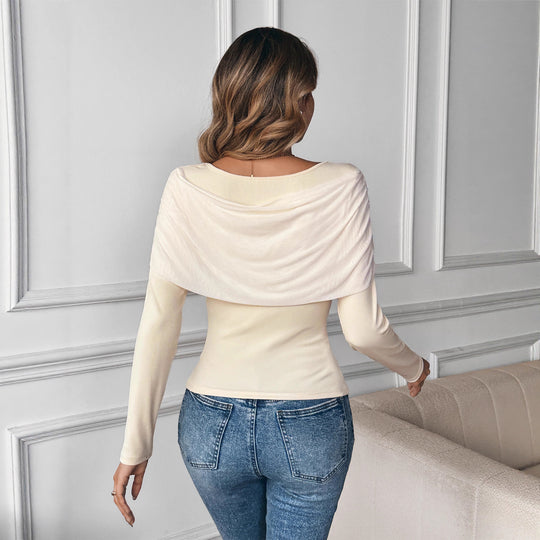 Damen Langarm Oberteil mit Drapierung Shop Nory