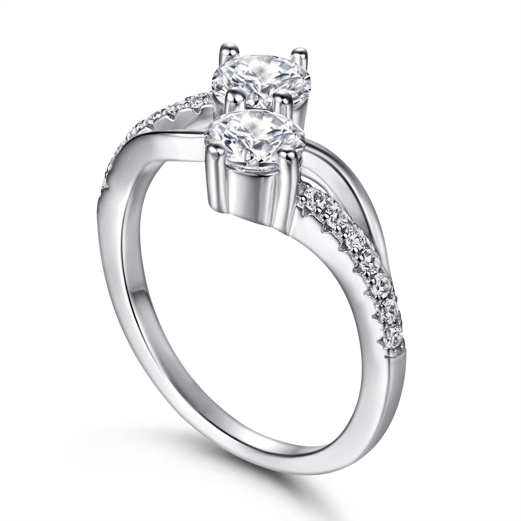 Damen Eleganter Verlobungsring mit doppeltem Diamantdesign Shop Nory