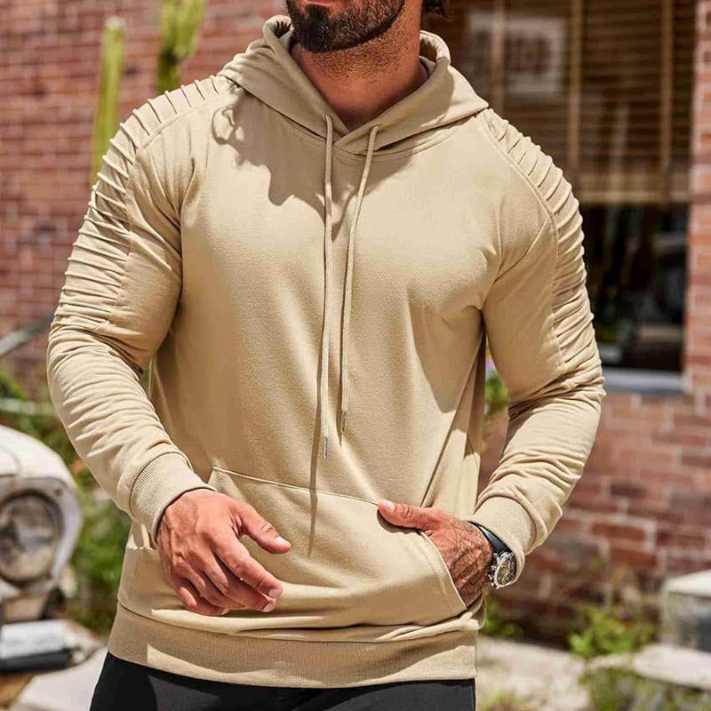 Herren Kapuzenpullover figurbetonter Schnitt mit gerafften Schulterbahnen und Kängurutasche Shop Nory