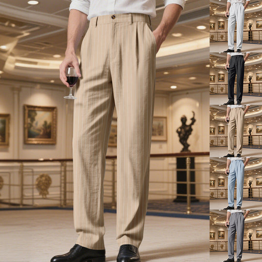 Herren elegante Anzughose mit feinem Nadelstreifen und bequemer Passform
