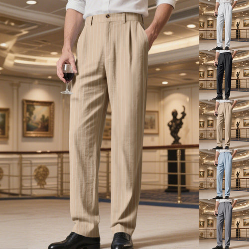 Herren elegante Anzughose mit feinem Nadelstreifen und bequemer Passform