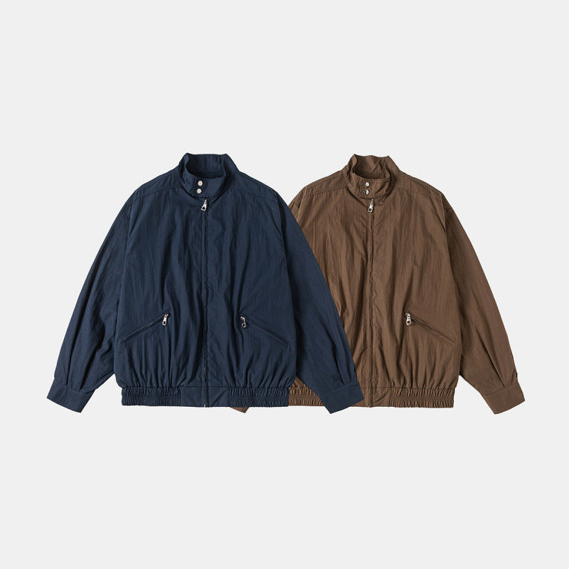 Herren Leichte Harrington-Jacke mit Stehkragen elastischem Saum und schrägen Reißverschlusstaschen Shop Nory
