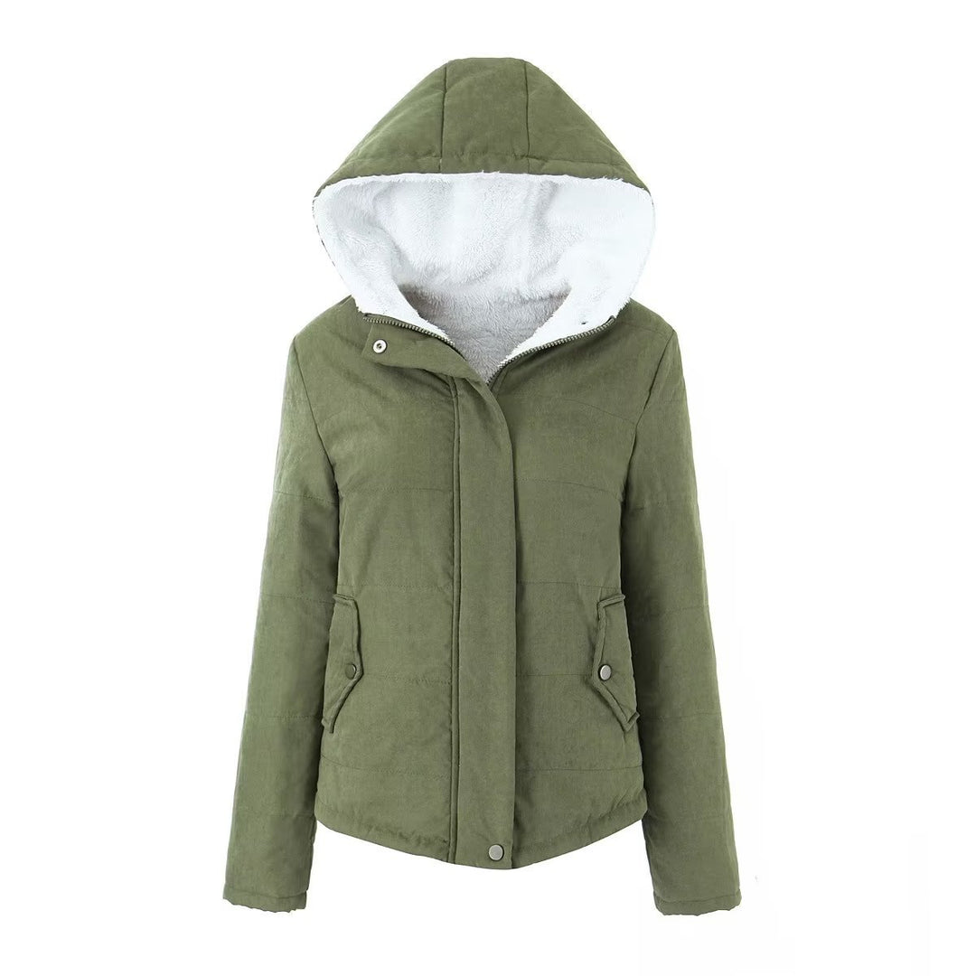 Damen Kapuzenjacke mit Teddyfutter und verdecktem Reißverschluss Shop Nory