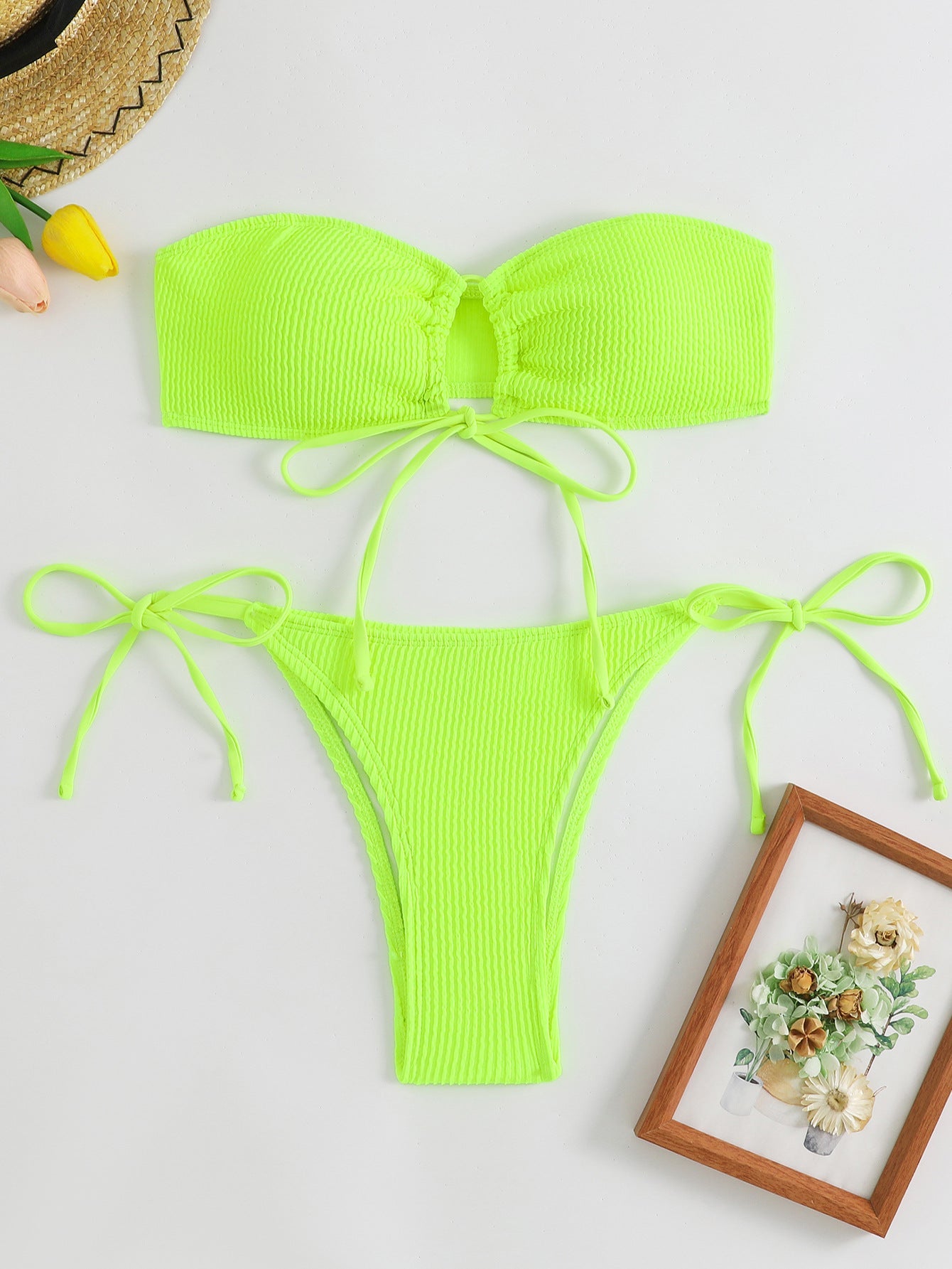 Damen Bandeau-Bikini-Set mit Klettverschluss und verstellbaren BindShopnoryändern