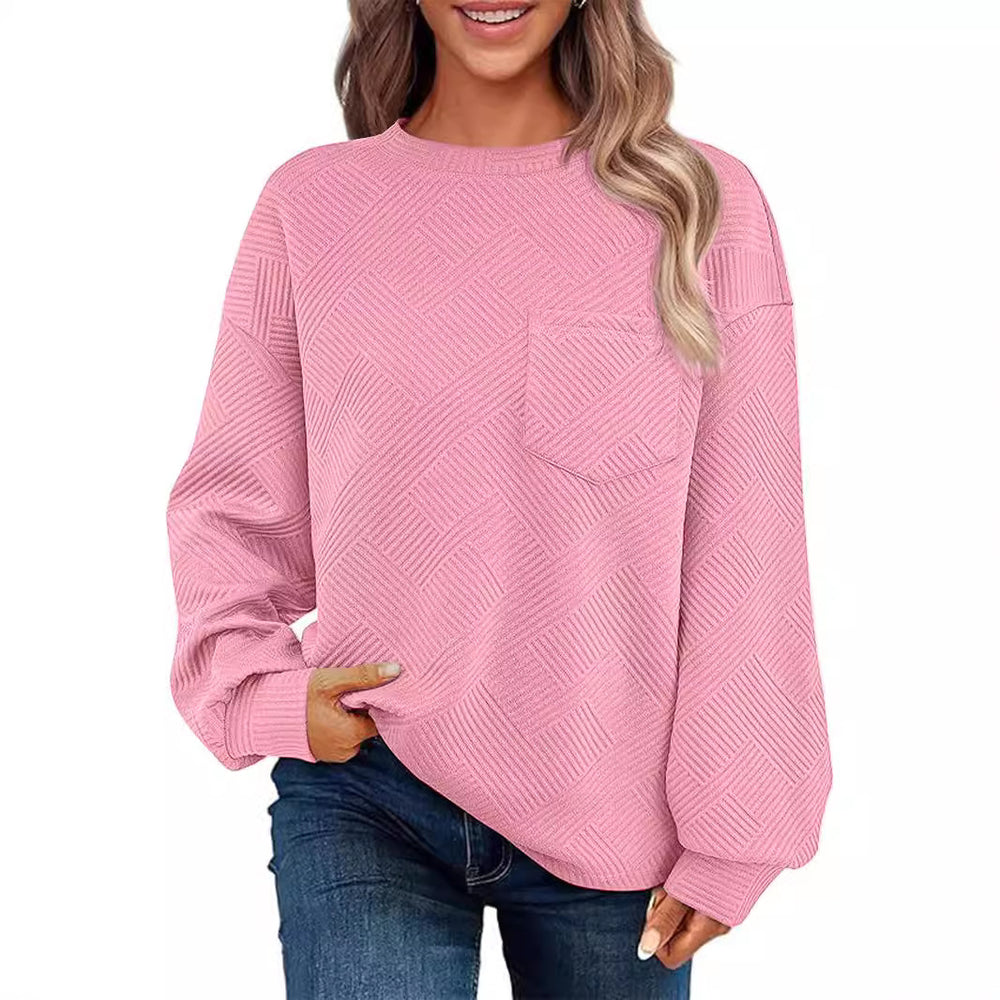 Damen Oversize Strukturstrick-Pullover mit Brusttasche Shop Nory