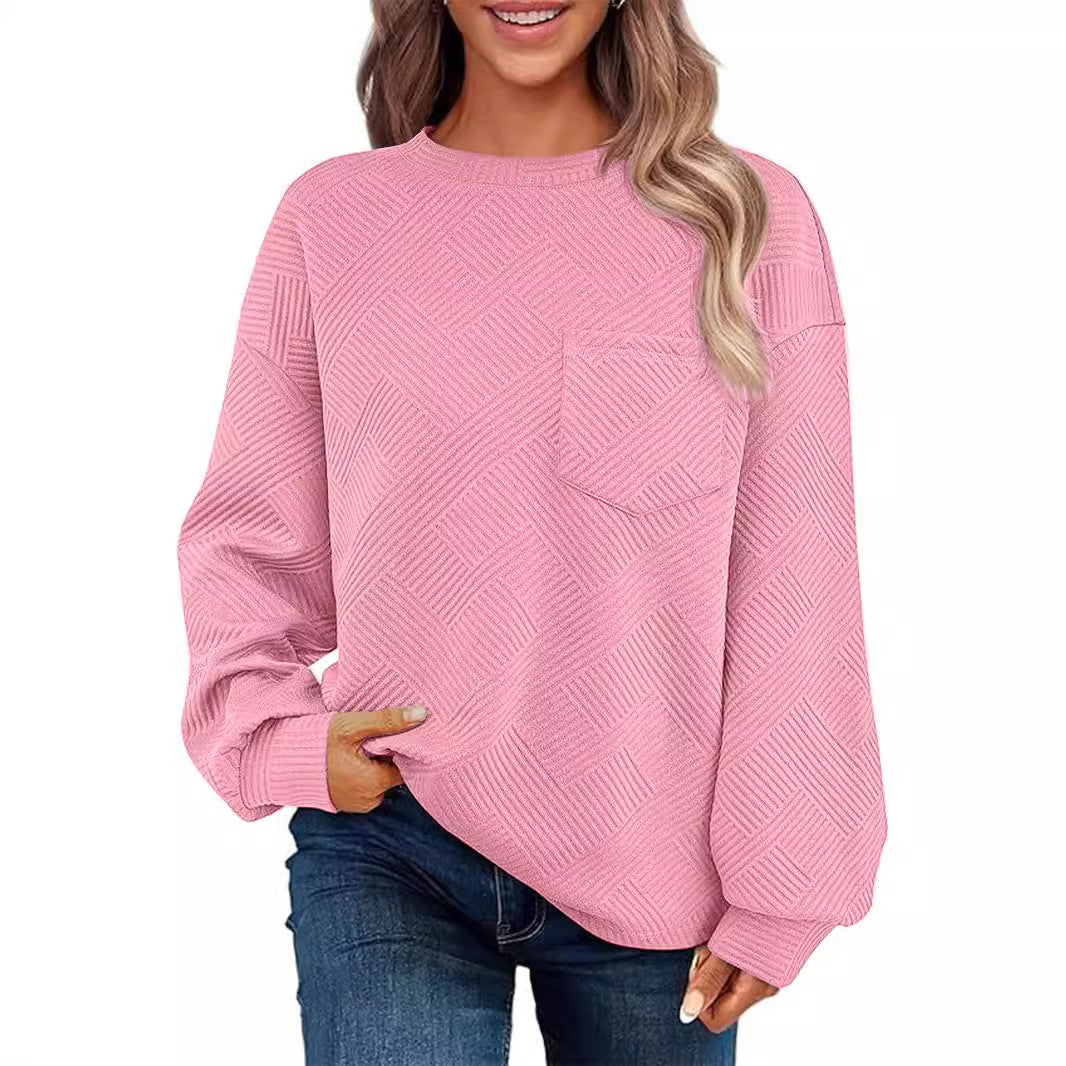 Damen Oversize Strukturstrick-Pullover mit Brusttasche Shop Nory