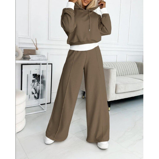 Damen nan Cropped Kapuzenpullover und weite taillenhohe Jogginghose Set Shop Nory