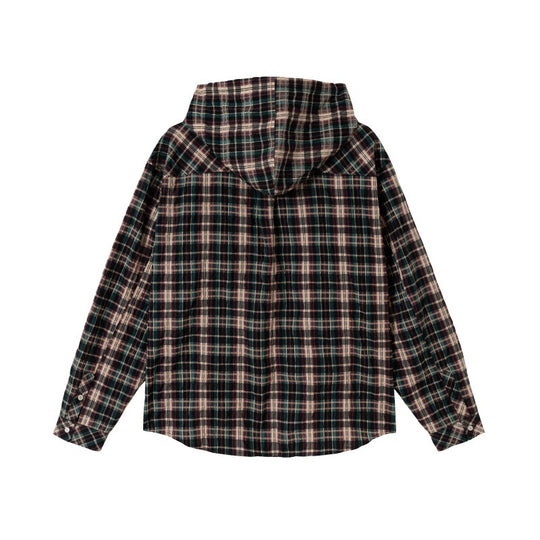 Unisex Kapuzen-Flanellhemd im Oversize-Karo mit Brusttaschen Shop Nory