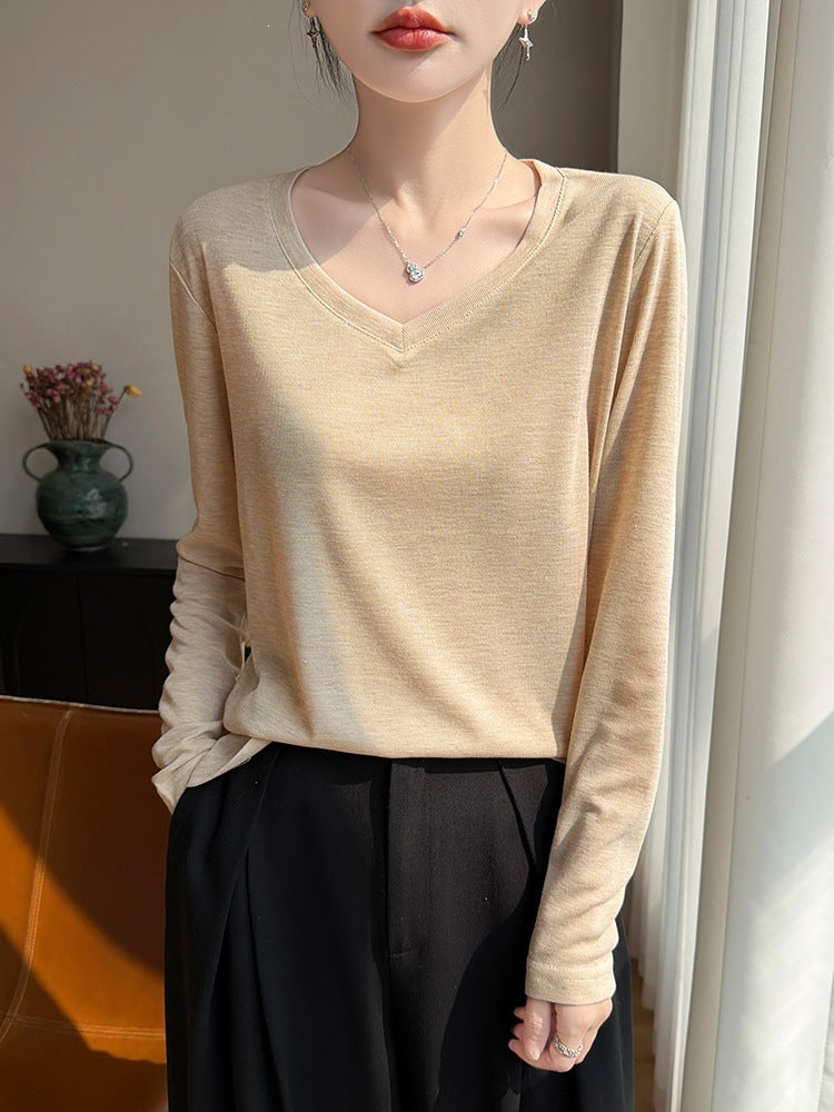 Damen Leichtes V-Ausschnitt-Feinstrick-Longsleeve Shop Nory