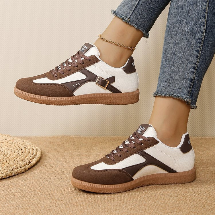 Damen Retro-Plateau-Sneaker mit Wildlederapplikationen und dekorativer Schnallenlasche Shop Nory
