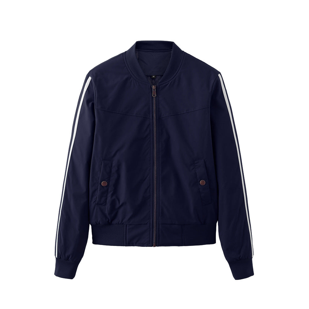 Damen sportliche Bomberjacke mit modischen Seiteneinsätzen und elastischen Bündchen Shopnory