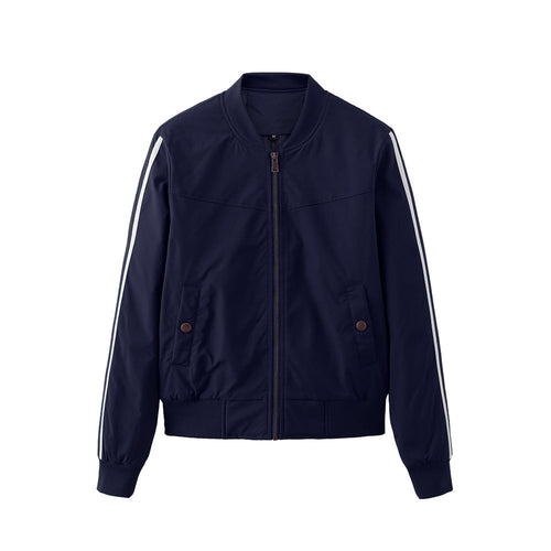 Damen sportliche Bomberjacke mit modischen Seiteneinsätzen und elastischen Bündchen Shopnory