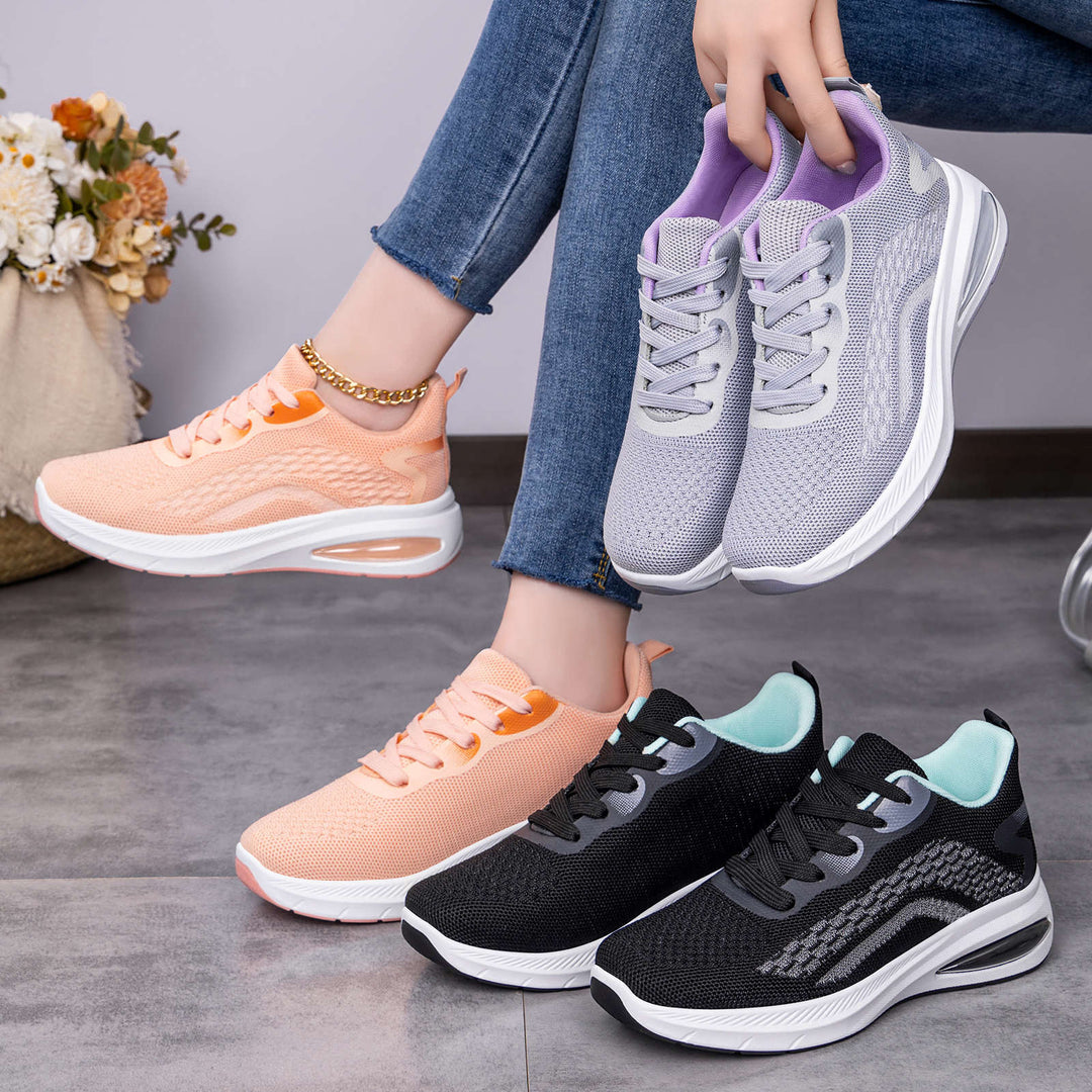 Damen nan leichte Strick-Fitness-Sneaker mit sichtbarem Luftdämpfer und reaktiver EVA-Plateau-Sohle Shop Nory
