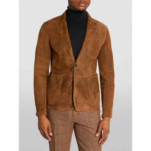 Herren Eleganter Wildlederblazer mit modernen Taschen und lässigem Schnitt