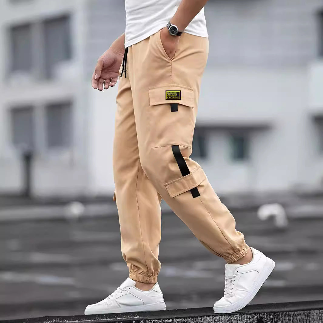 Herren modische Cargo-Joggerhose mit elastischem Bund, Kordelzug und mehreren Sicherheits- und Klappentaschen Shop Nory