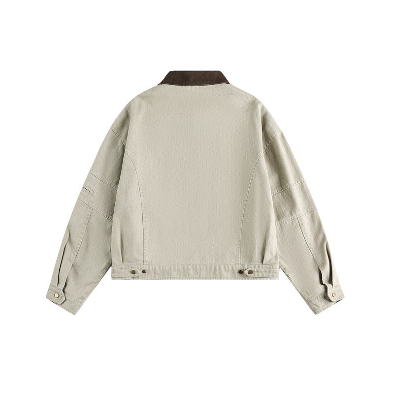 Unisex Boxy-Canvas-Blouson mit Kontrastkragen und multifunktionalen Pattentaschen Shop Nory