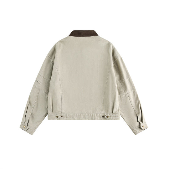 Unisex Boxy-Canvas-Blouson mit Kontrastkragen und multifunktionalen Pattentaschen Shop Nory