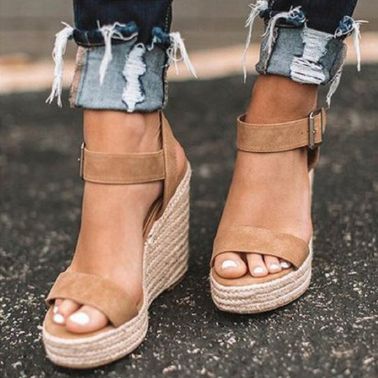 Damen Keil-Sandaletten mit Jute-Plateau und verstellbarem Knöchelriemen Shop Nory