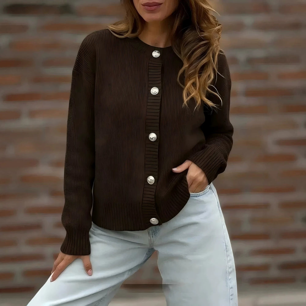 Damen Stylische Strickjacke mit Knopfverschluss Shop Nory