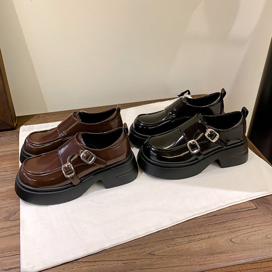 Damen Chunky Patent-Monkstrap-Loafer mit doppelter Schnallenapplikation und Plateau-Sohle Shop Nory