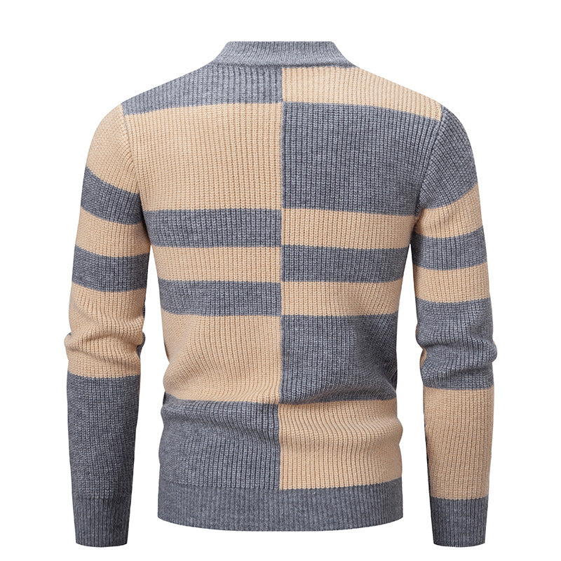Herren Strukturierter Mockneck-Strickpullover mit asymmetrischem Blockmuster Shop Nory