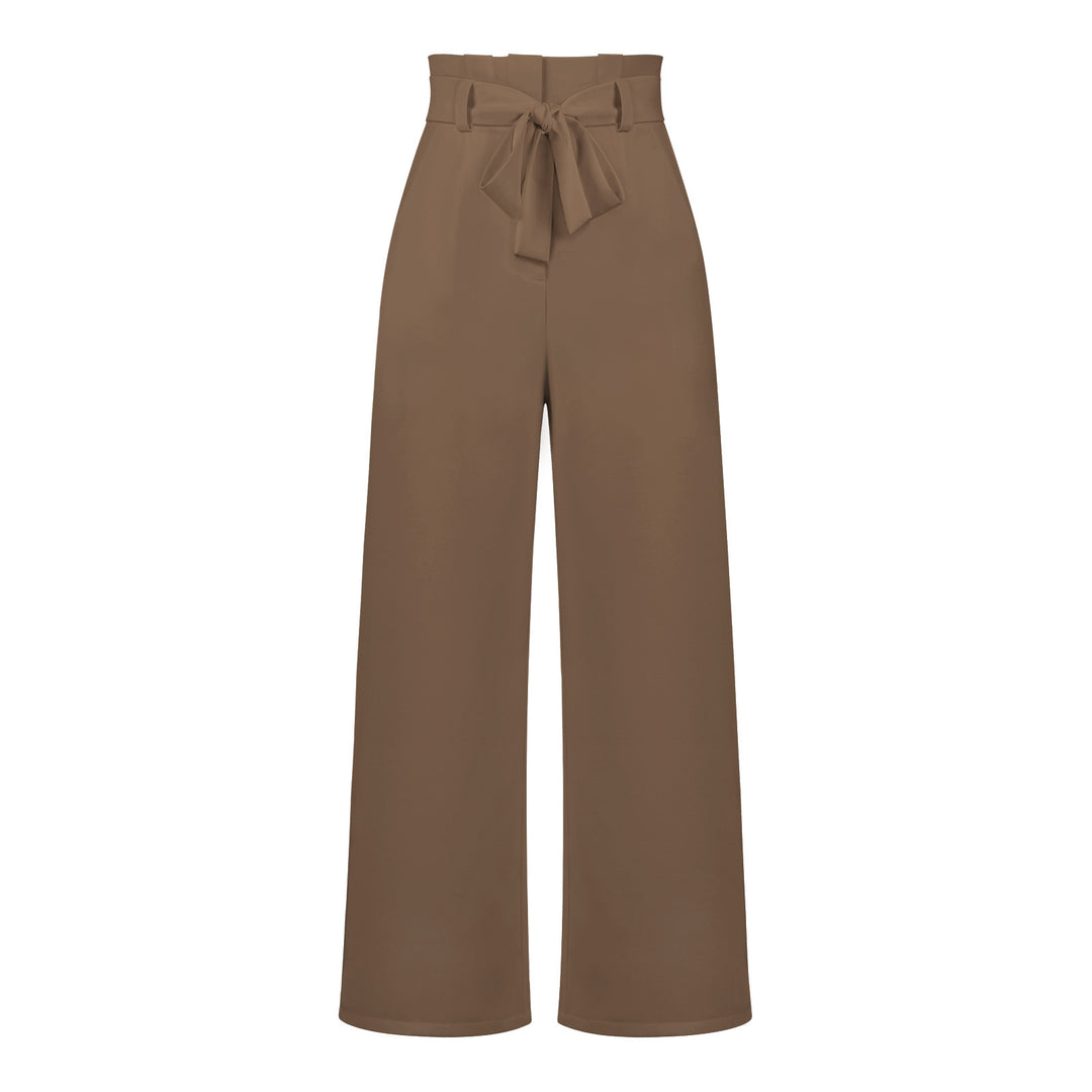 Damen hochtaillierte Paperbag-Hose mit weitem Bein und Taillengürtel Shop Nory