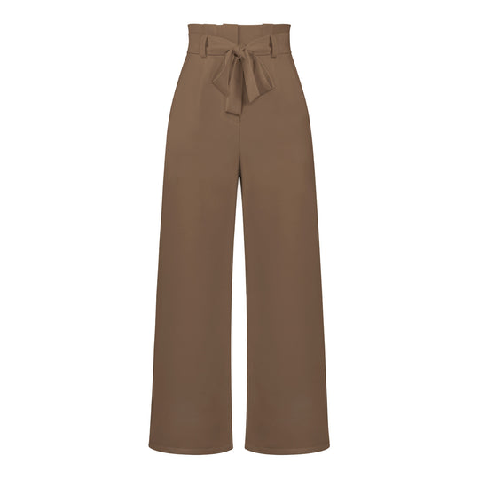 Damen hochtaillierte Paperbag-Hose mit weitem Bein und Taillengürtel Shop Nory