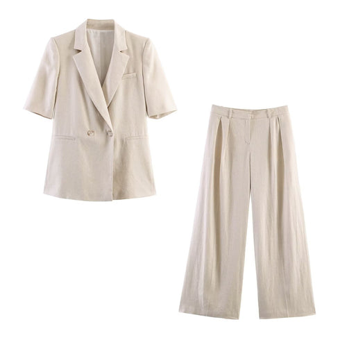 Damen Weite Leinenhose mit Bundfalten und weitem Palazzoschnitt Shop Nory
