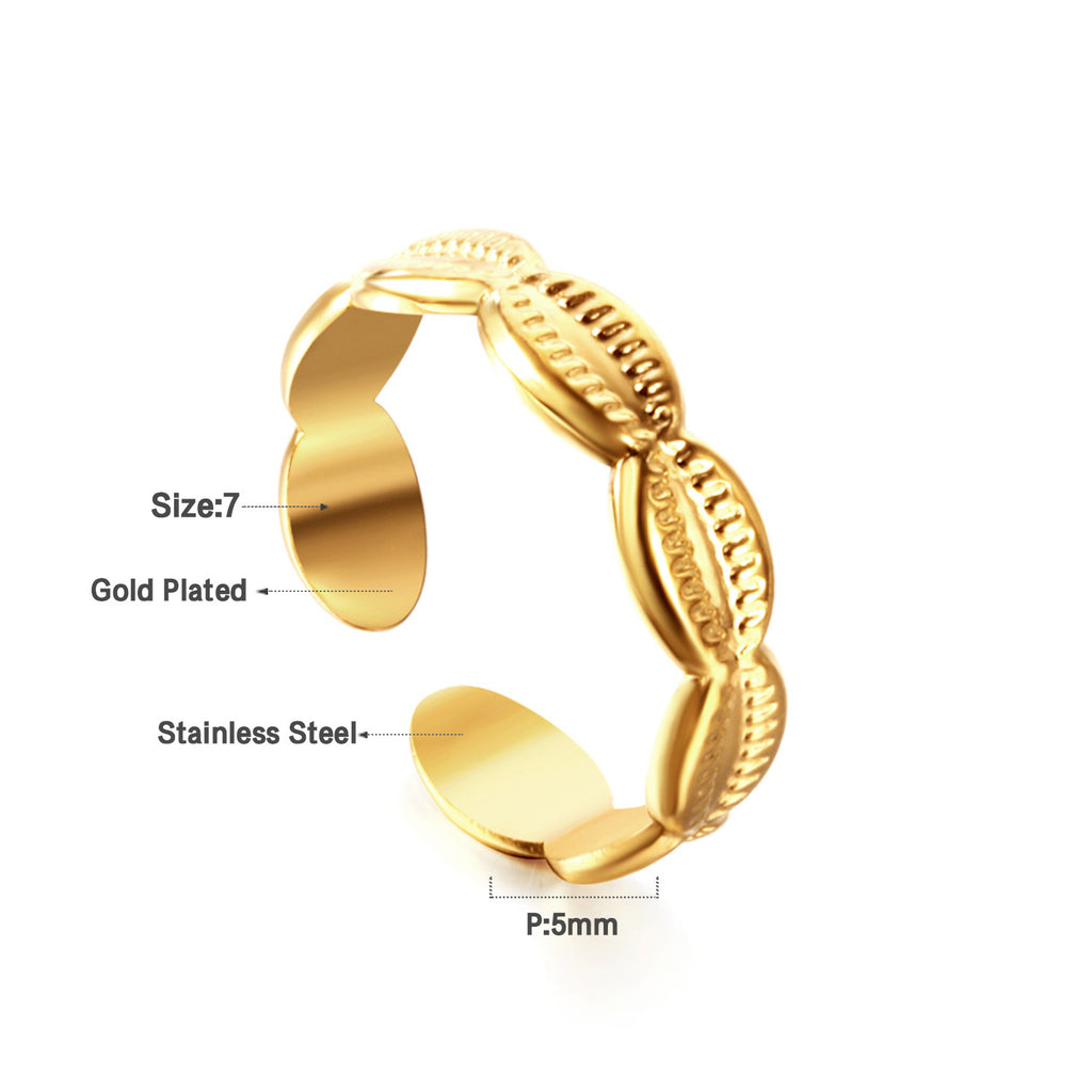 Damen offener Ring mit kunstvollem Muschel-Design und hochwertiger Goldbeschichtung Shop Nory