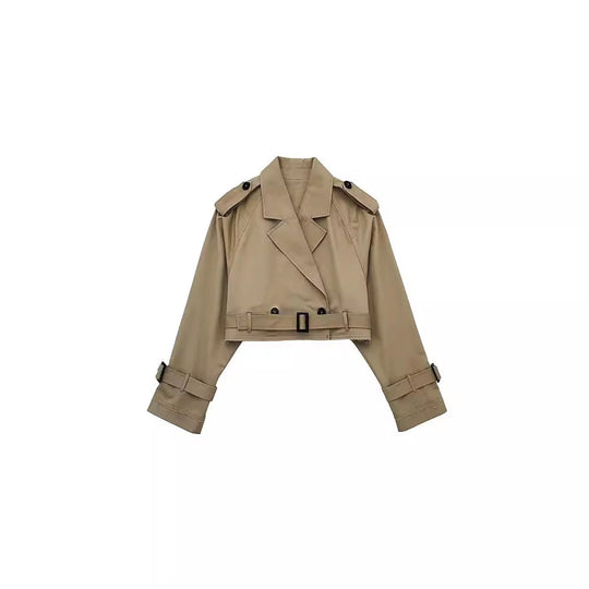 Damen Kurztrench mit Taillengürtel und Epauletten Shop Nory