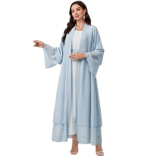 Damen Elegante lange Kimono-Jacke aus fließendem Stoff mit weitem Schnitt